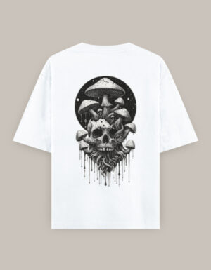 Women's Oversized Classic Psychedelic Skull with Mushrooms T-Shirt