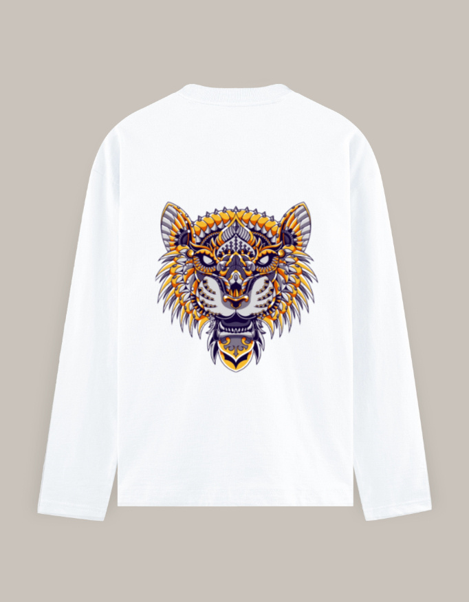Men's Full Sleeve Royal Tiger Vector T-Shirt