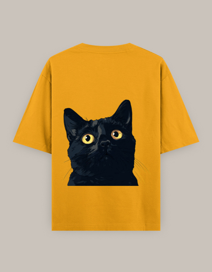 Women's Oversized Classic Black Cat T-Shirt