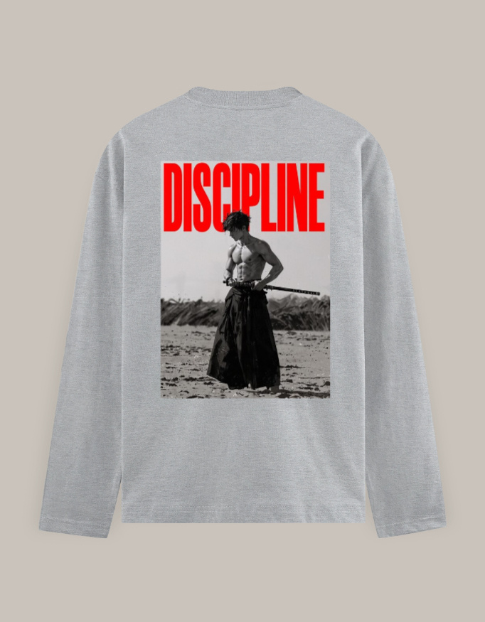 Men's Full Sleeve Discipline Samurai Motivation T-Shirt