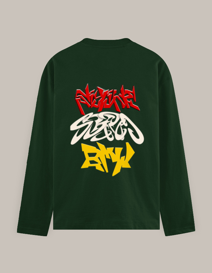 Men's Full Sleeve Graffiti Art Logo T-Shirt