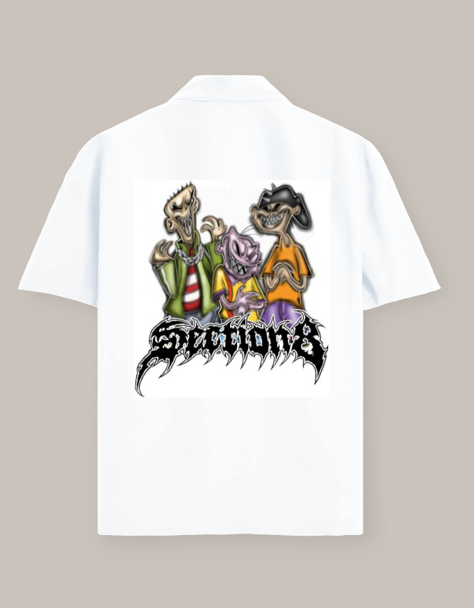 Men's Oversized Section 8 Cartoon Street Gang Artwork Shirt
