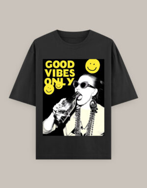 Women's  Oversized Classic Good Vibes Only T-Shirt