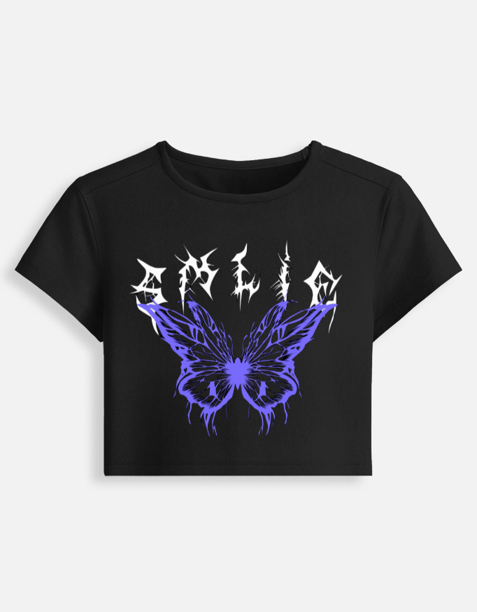 SMILE Purple Tribal Butterfly Tee