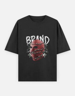 Men's Oversized Barbed-Wire Balaclava Graphic T-Shirt