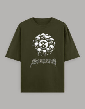 Men's Oversized 8-Ball Skull Circle Graphic T-Shirt