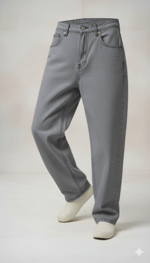 Loose Fit Charcoal Grey Baggy Jeans for Men & Women | High-Waist Comfortable Denim